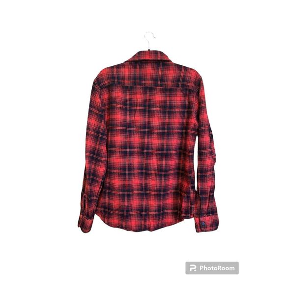 Authentic Flannel Men’s Long Sleeve Shirt Size M Red & Black 100% Cotton - Picture 2 of 10